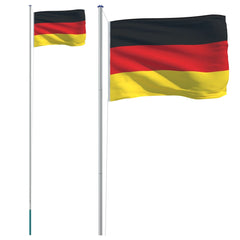 Tyskland flag og flagstang 6,23 m aluminium