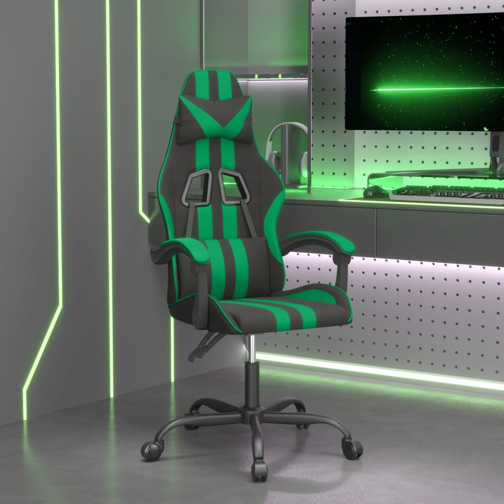 gamingstol kunstlæder sort og grøn