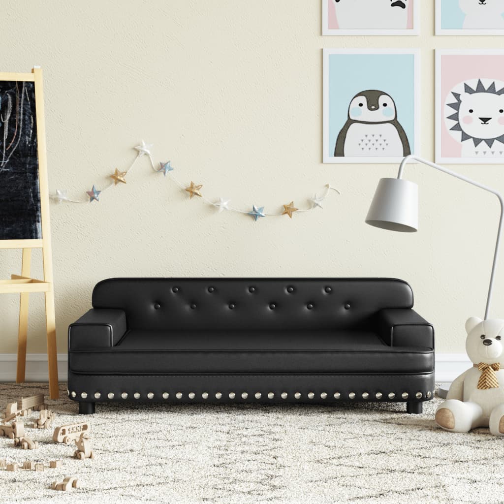 sofa til børn 90x53x30 cm kunstlæder sort
