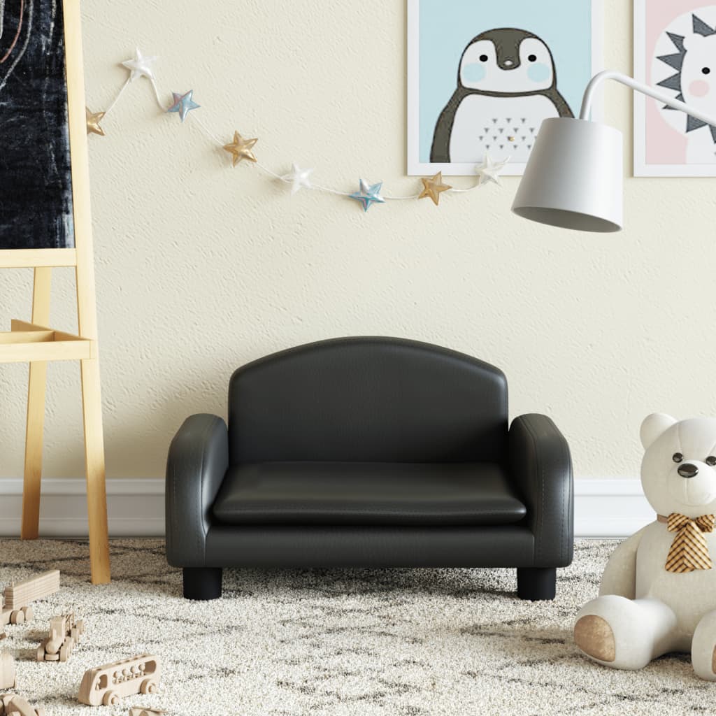 sofa til børn 50x40x30 cm kunstlæder sort