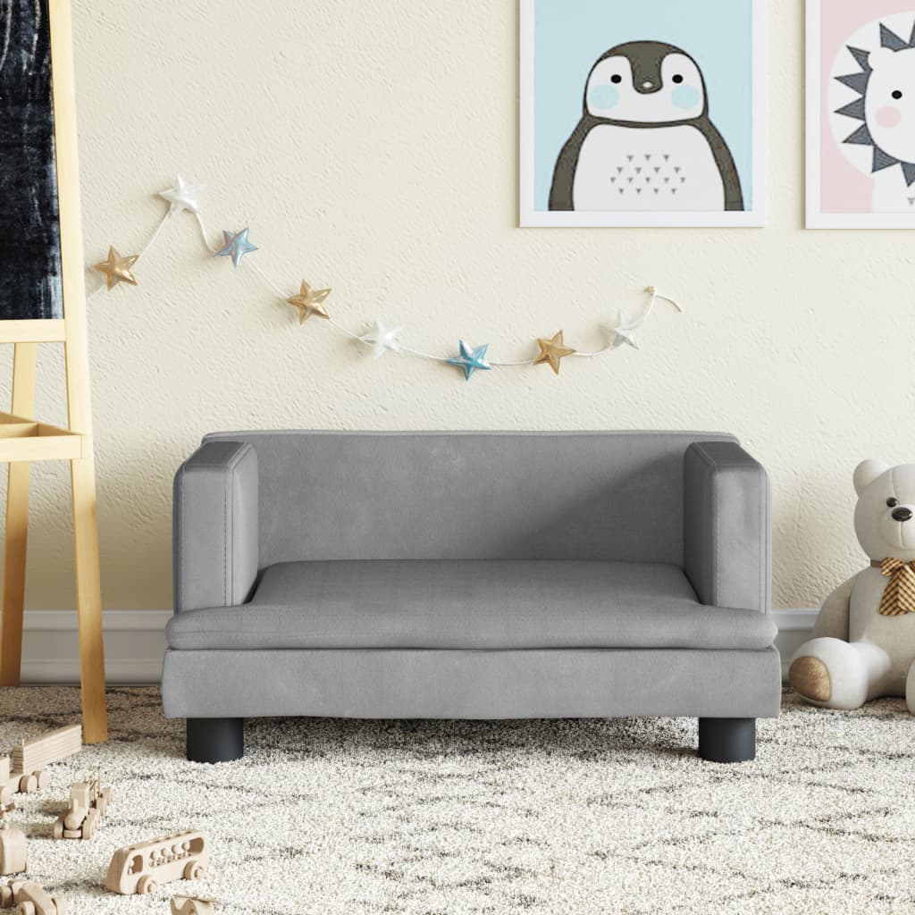sofa til børn 80x45x30 cm velour cremefarvet