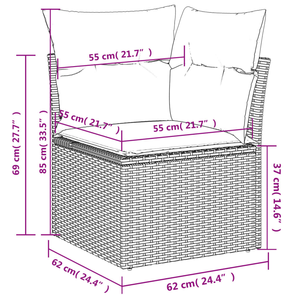 sofasæt til haven 14 dele med hynder polyrattan grå