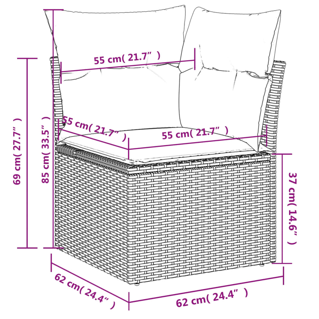 loungesæt til haven 11 dele med hynder polyrattan grå