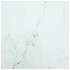 bordplade 70x70 cm 6 mm hærdet glas med marmordesign hvid