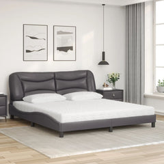 seng med madras 180x200 cm kunstlæder grå