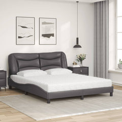 seng med madras 160x200 cm kunstlæder grå
