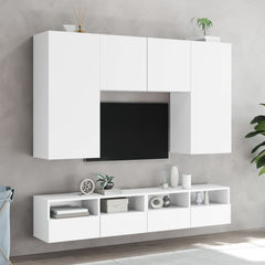 tv-møbel til væg 5 dele konstrueret træ hvid