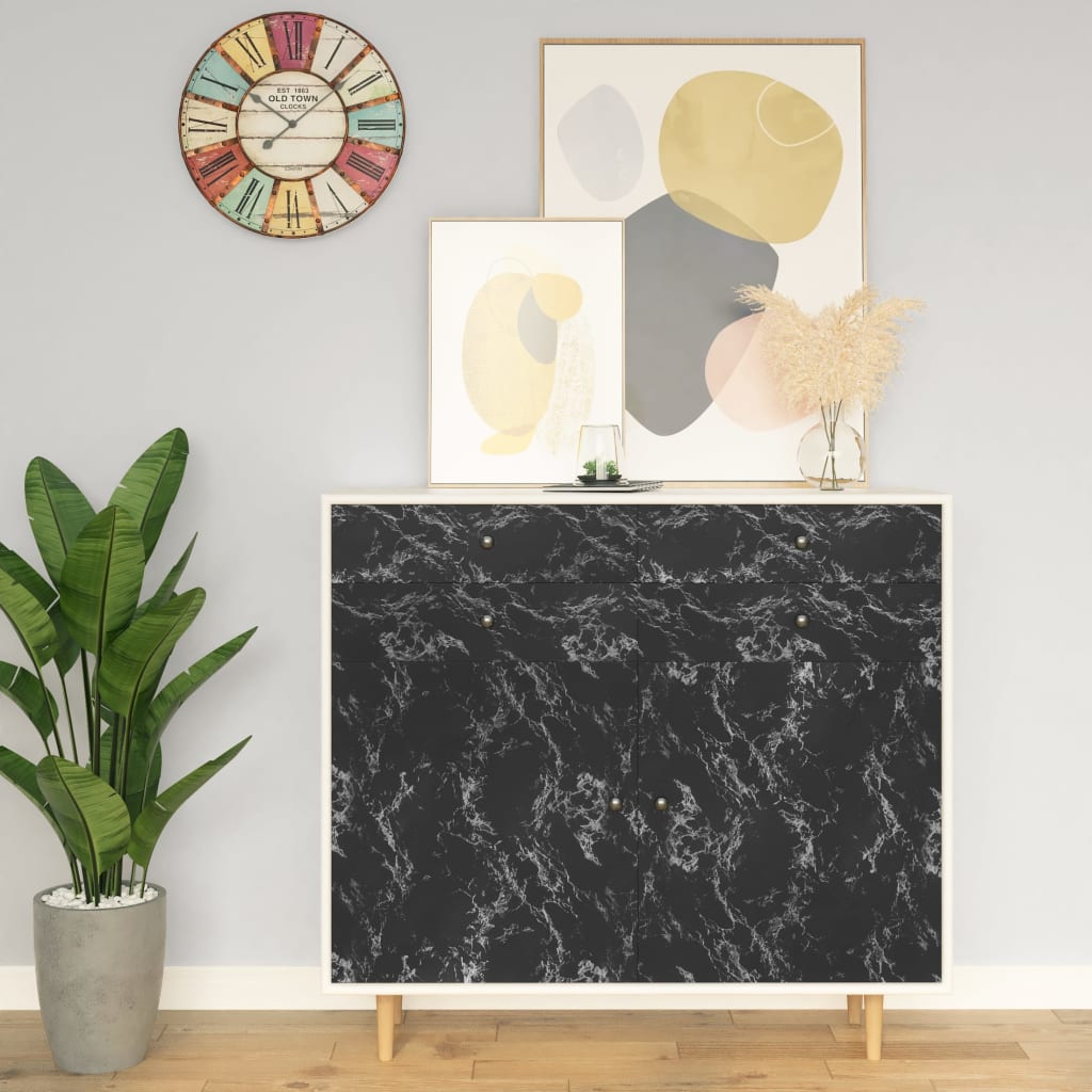 selvklæbende folie til møbler 500x90 cm PVC sort sten