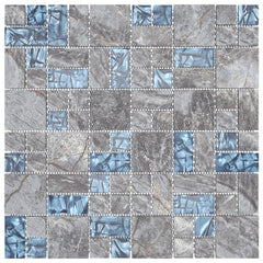 mosaikfliser 11 stk. 30x30 cm glas grå og blå