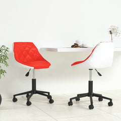 drejelige spisebordsstole 2 stk. kunstlæder rød og hvid