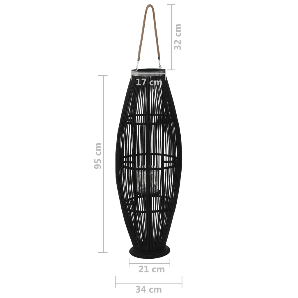 hængende lanterneholder bambus 95 cm sort
