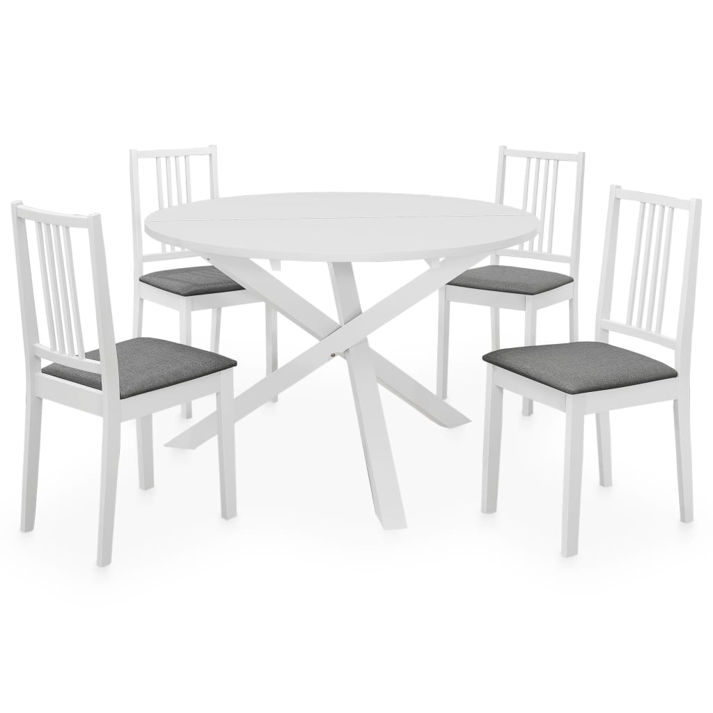 spisebordssæt 5 dele MDF hvid