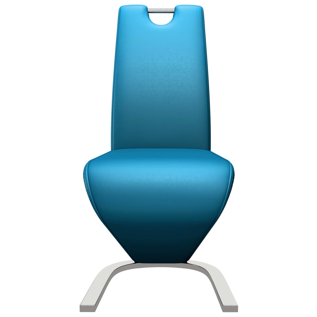 spisebordsstole med zigzagform 2 stk. kunstlæder blå
