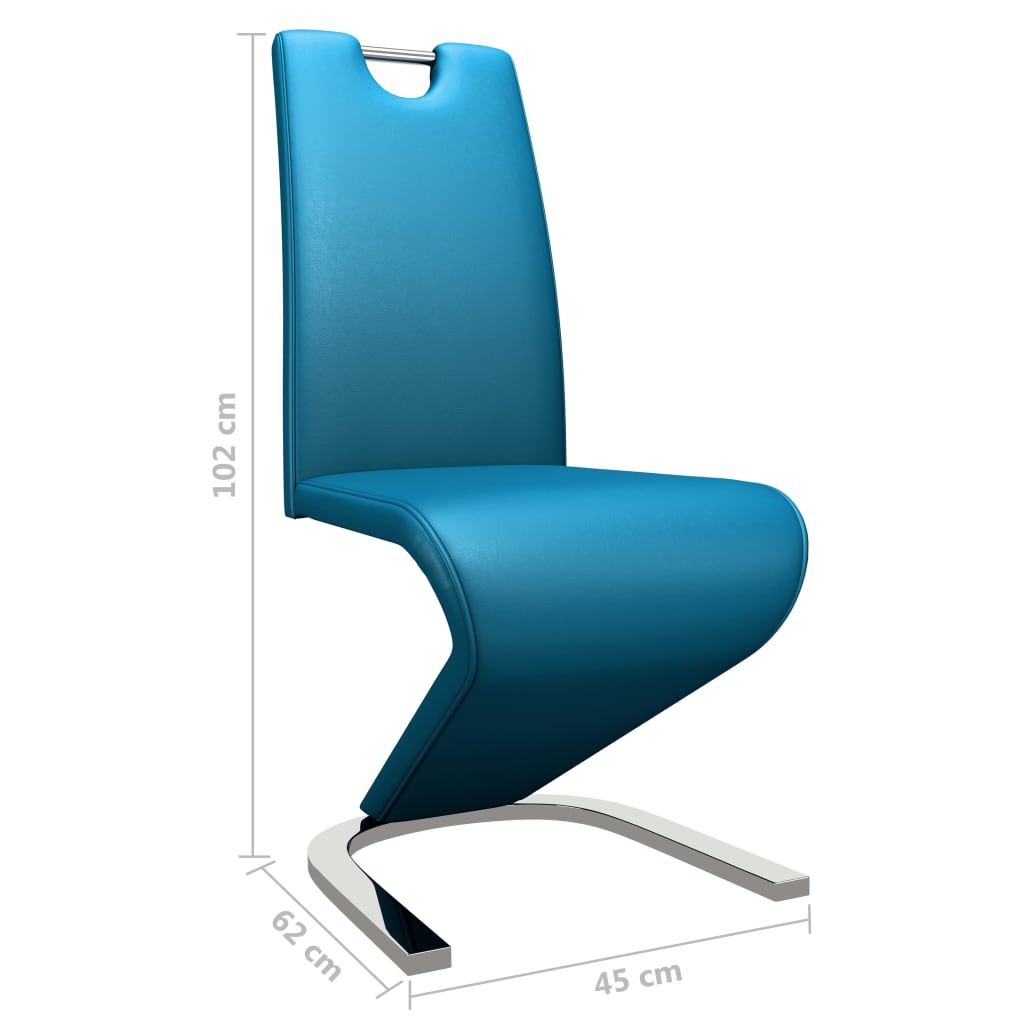 spisebordsstole med zigzagform 2 stk. kunstlæder blå