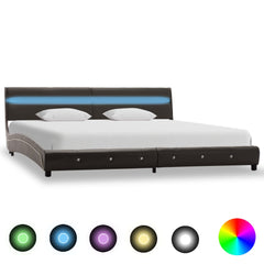 sengestel med LED-lys 150x200 cm kunstlæder grå