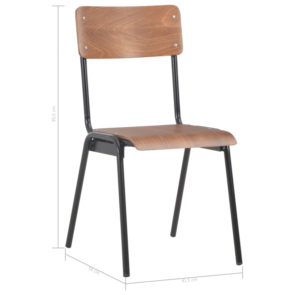 spisebordsstole 2 stk. massivt krydsfinér stål brun