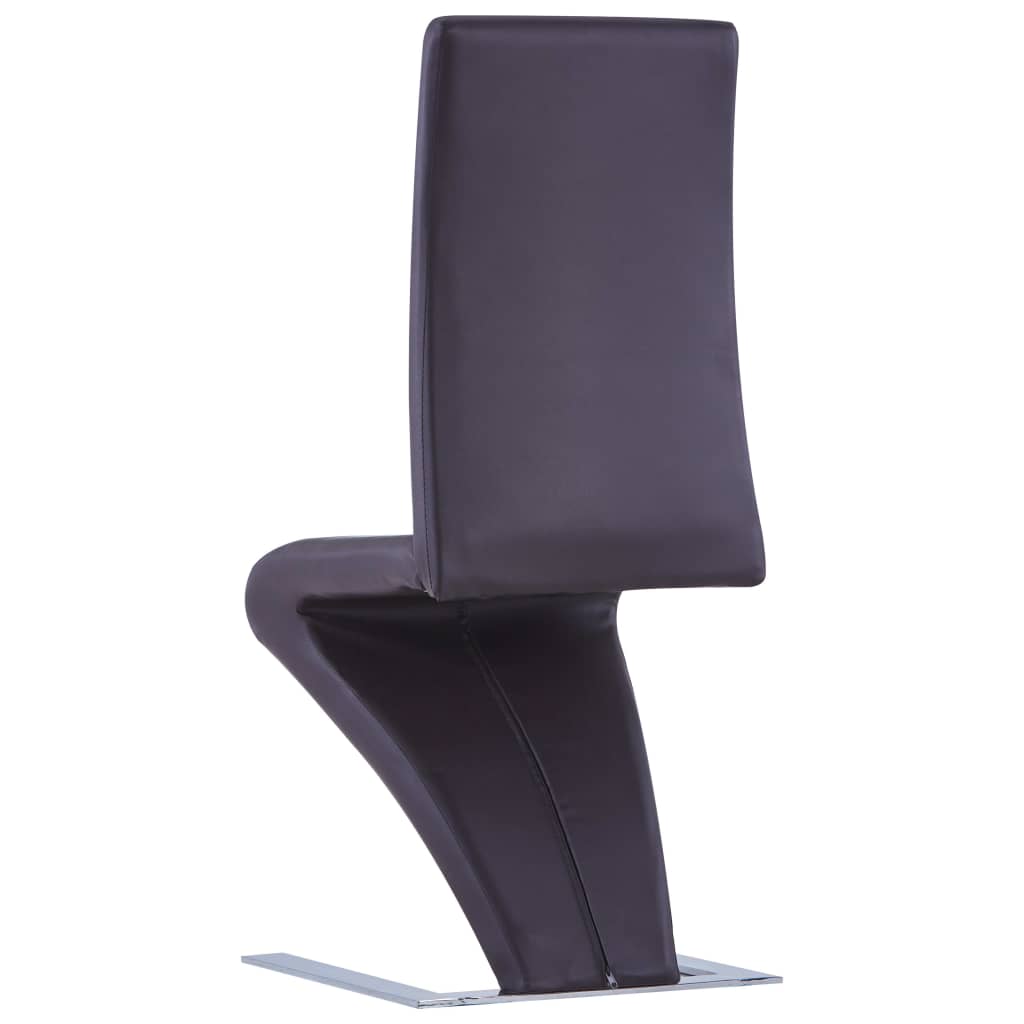 spisebordsstole 2 stk. med zigzagform kunstlæder brun