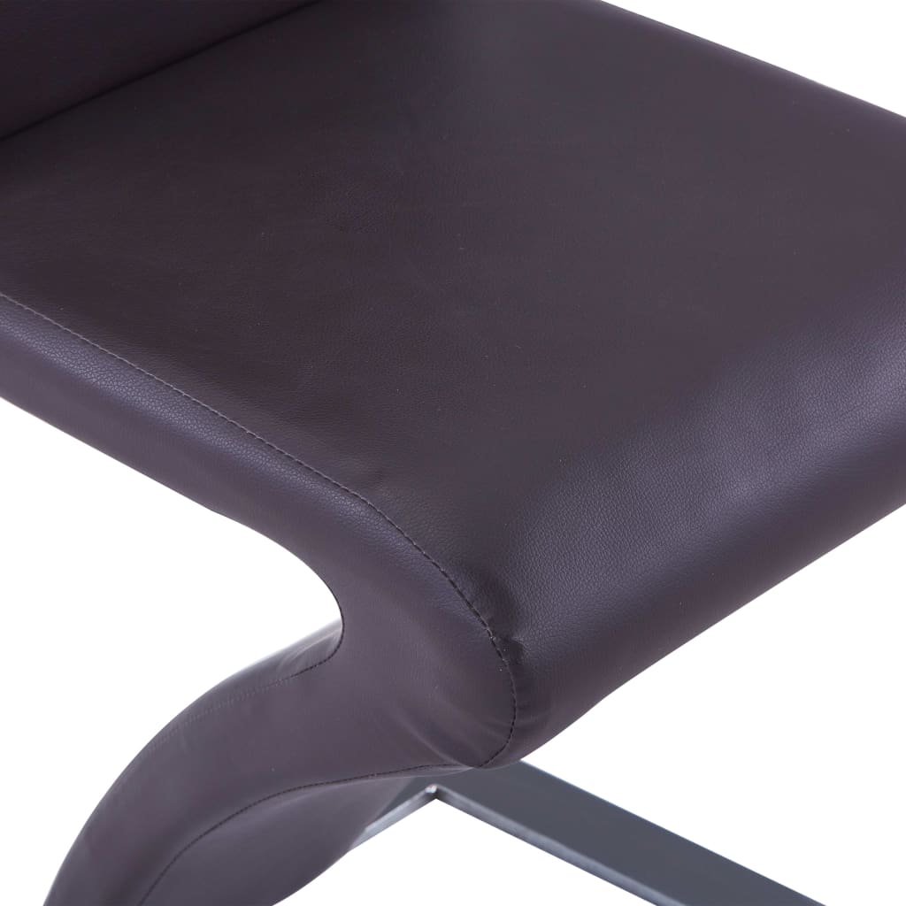 spisebordsstole 2 stk. med zigzagform kunstlæder brun
