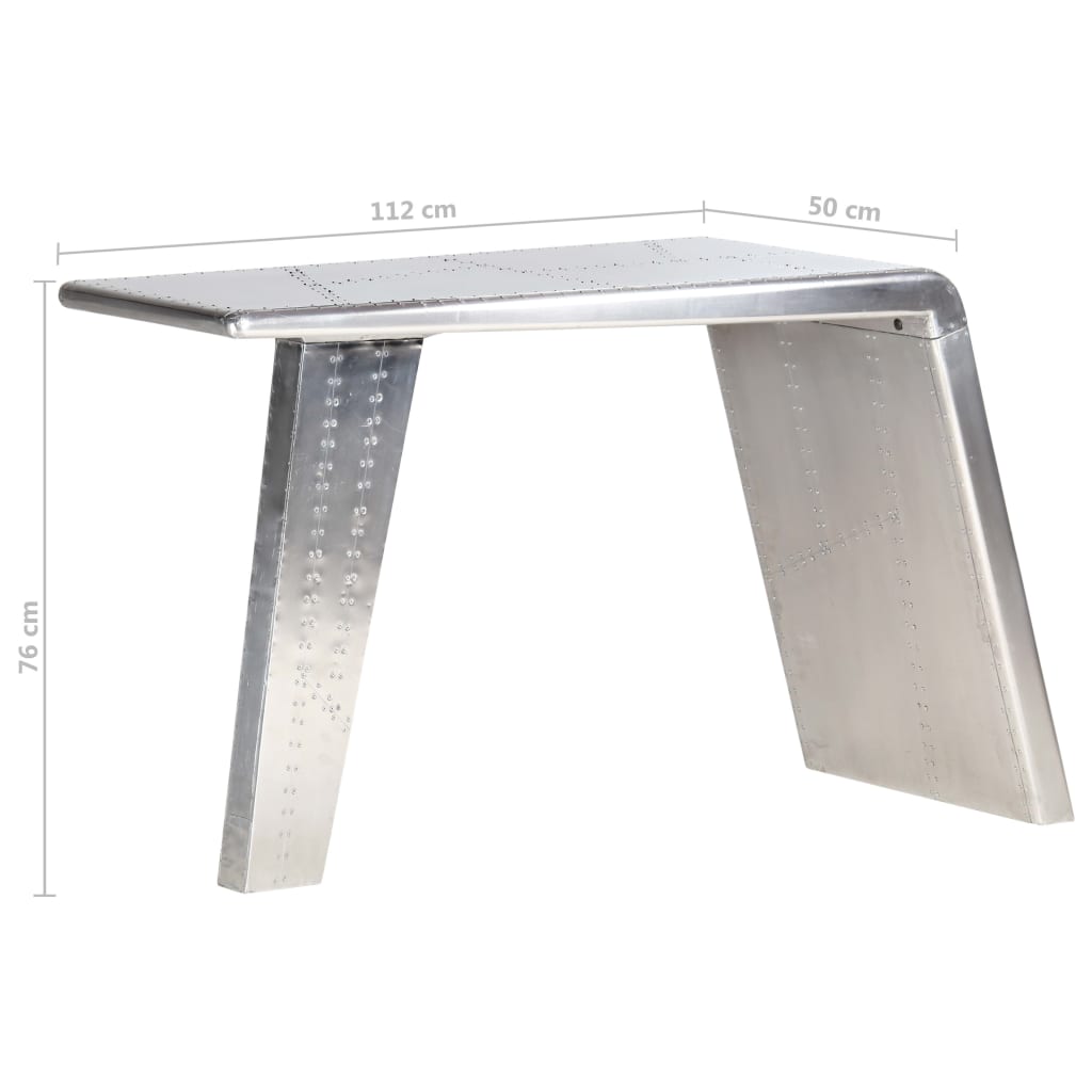 aviator-skrivebord 112 x 50 x 76 cm metal sølvfarvet