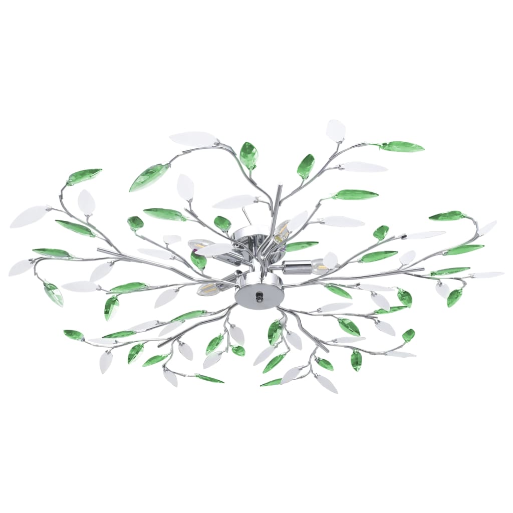 Grøn og Hvidt Loft Lampe med Akryl krystal Blad våben for 5 E14 Pærer