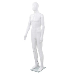 mannequin mand fuld figur glassokkel hvid højglans 185 cm
