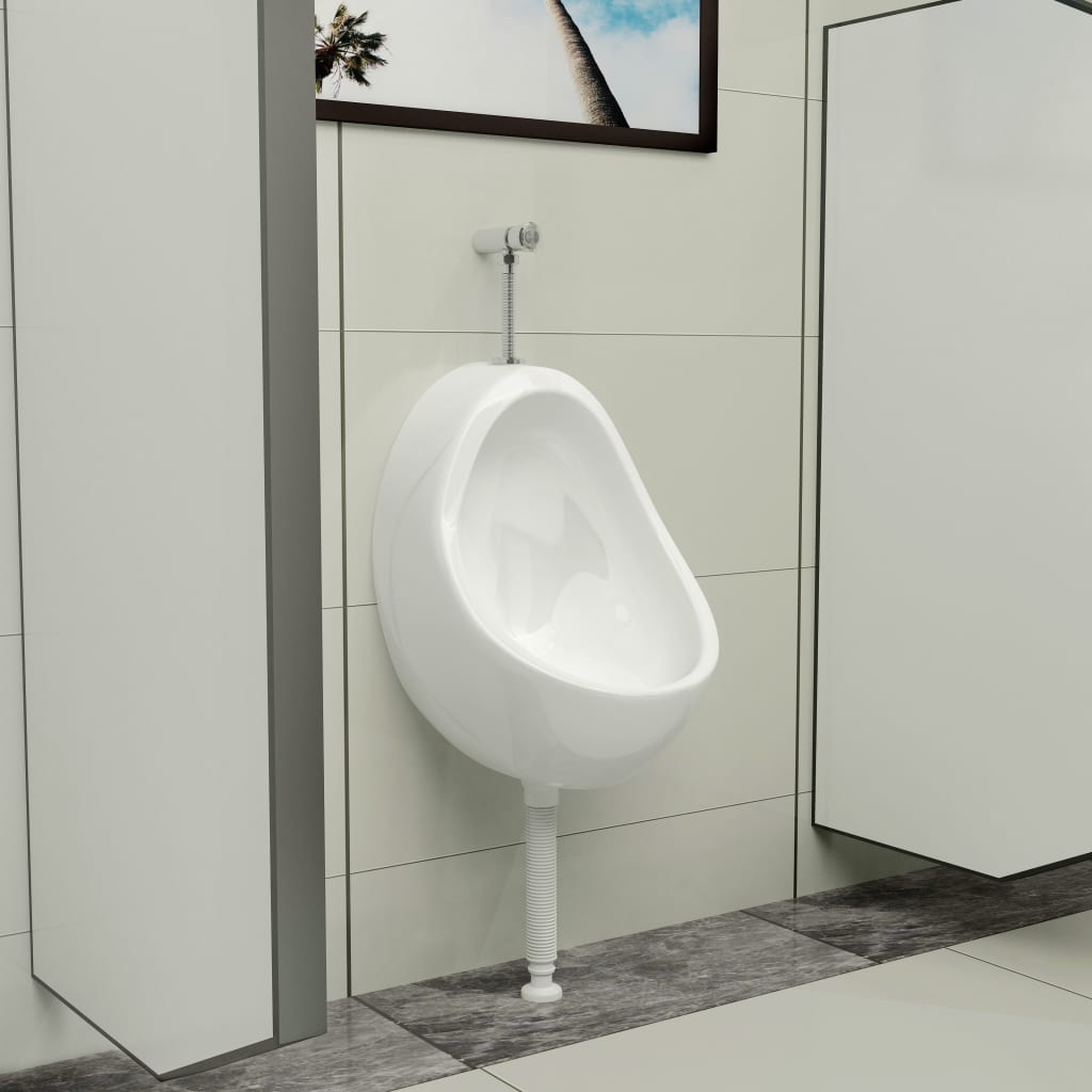 væghængt urinal med skylleventil keramisk sort