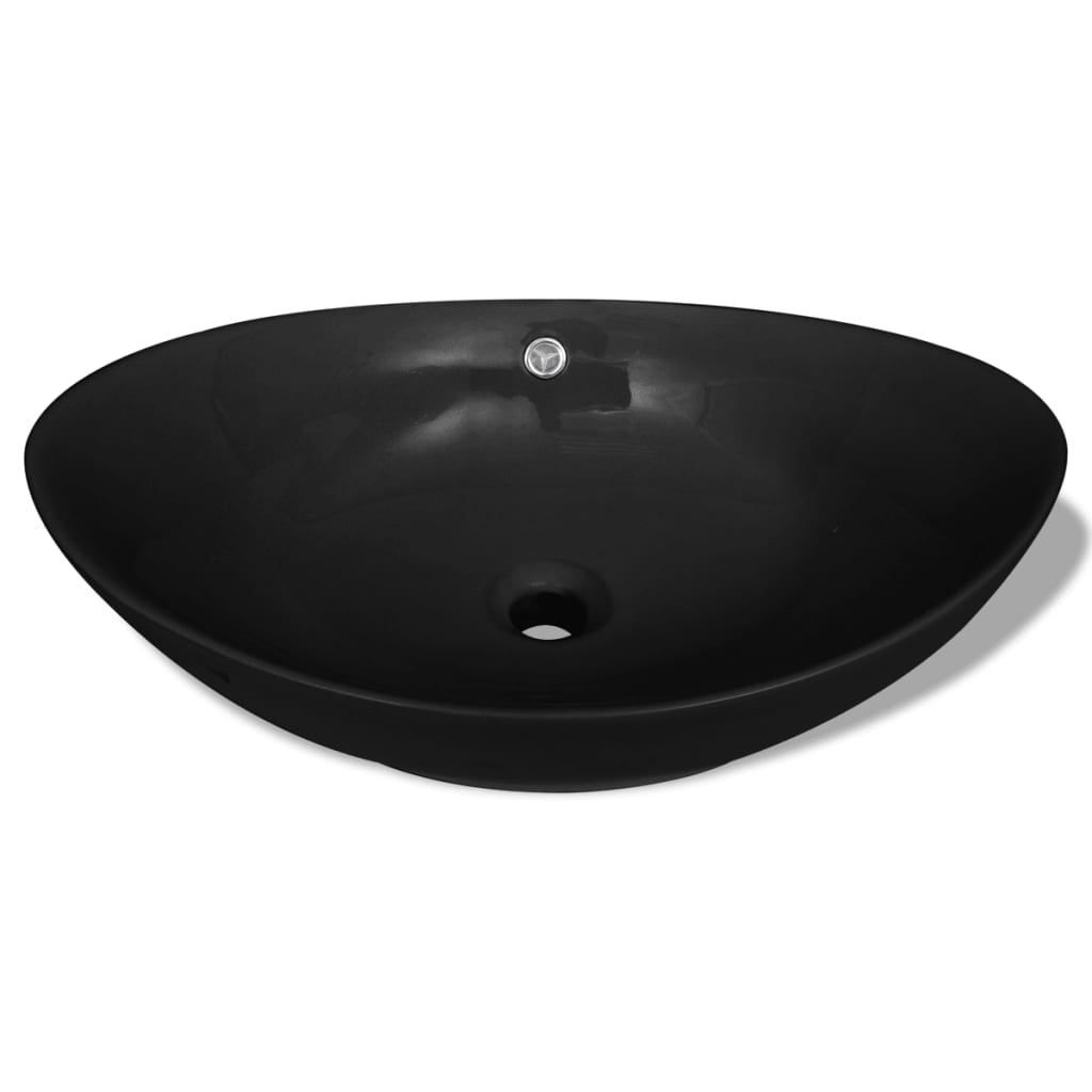 håndvask keramisk oval med overløb 59 x 38,5 cm