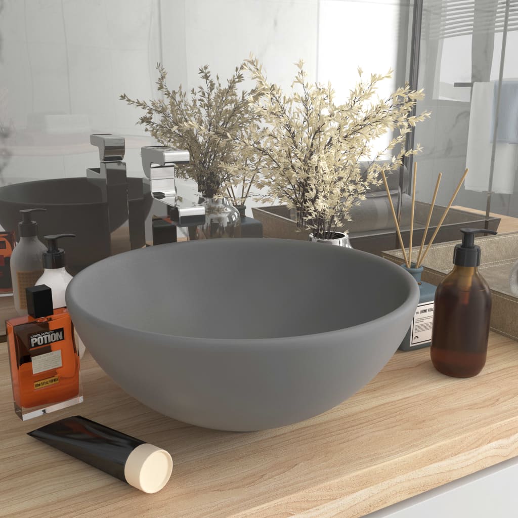 luksuriøs håndvask 32,5x14 cm rund keramisk mat sort