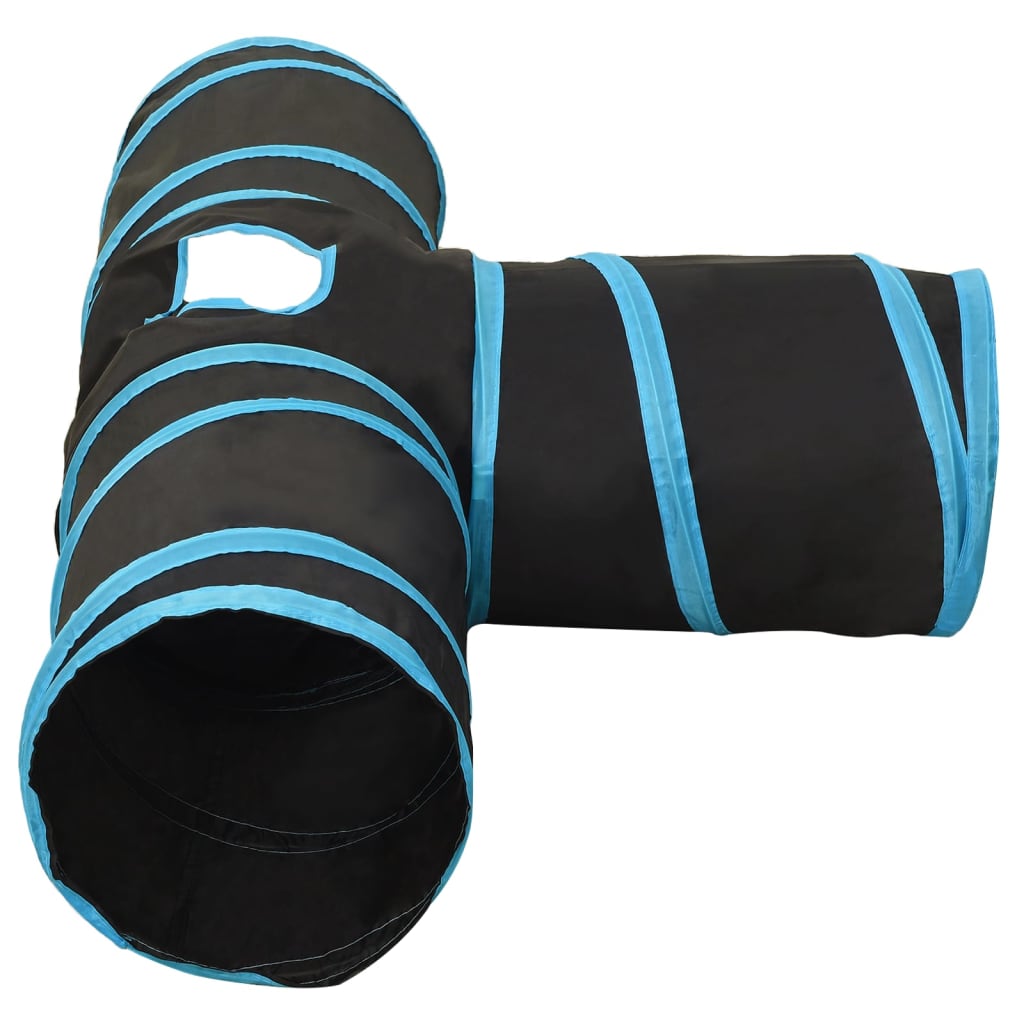 3-vejs kattetunnel 90 cm polyester sort og blå