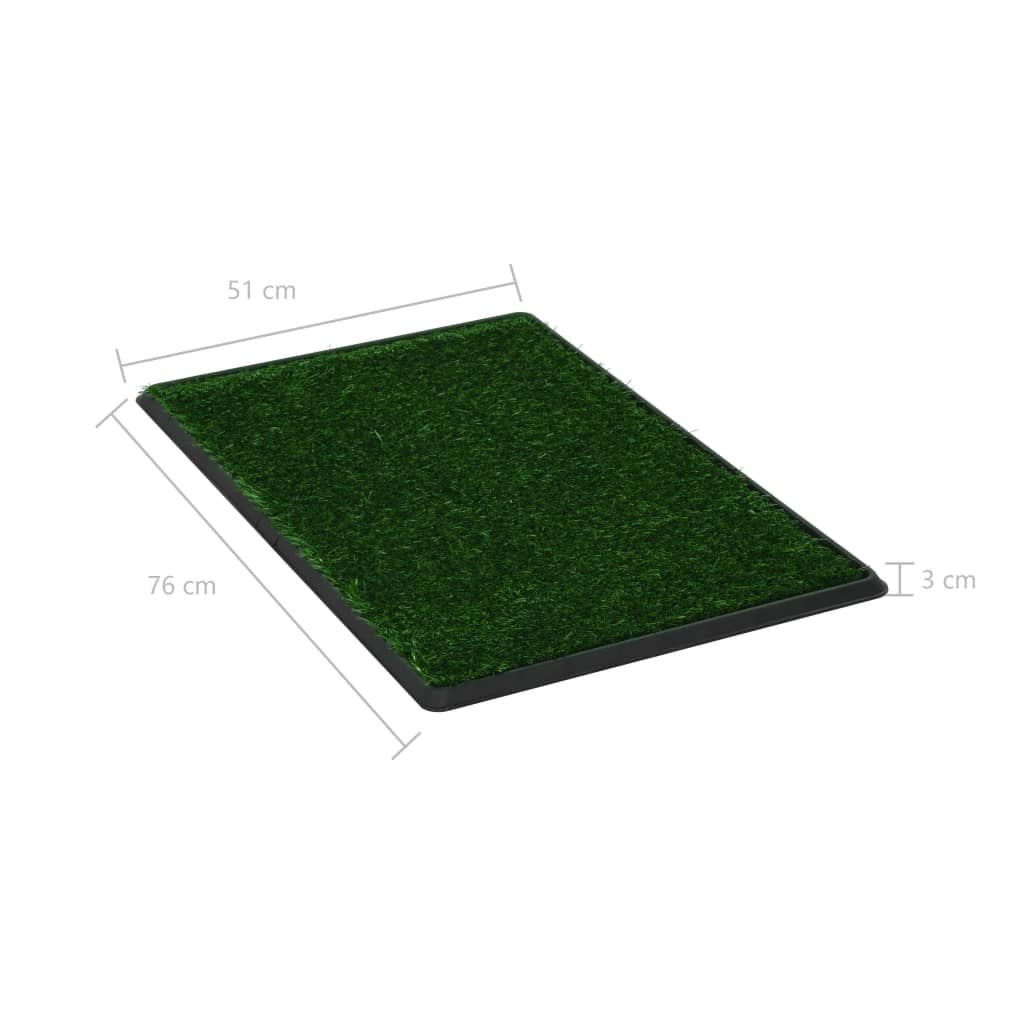kæledyrstoilet med bakke og kunstgræs 2 stk. 63x50x7 cm grøn