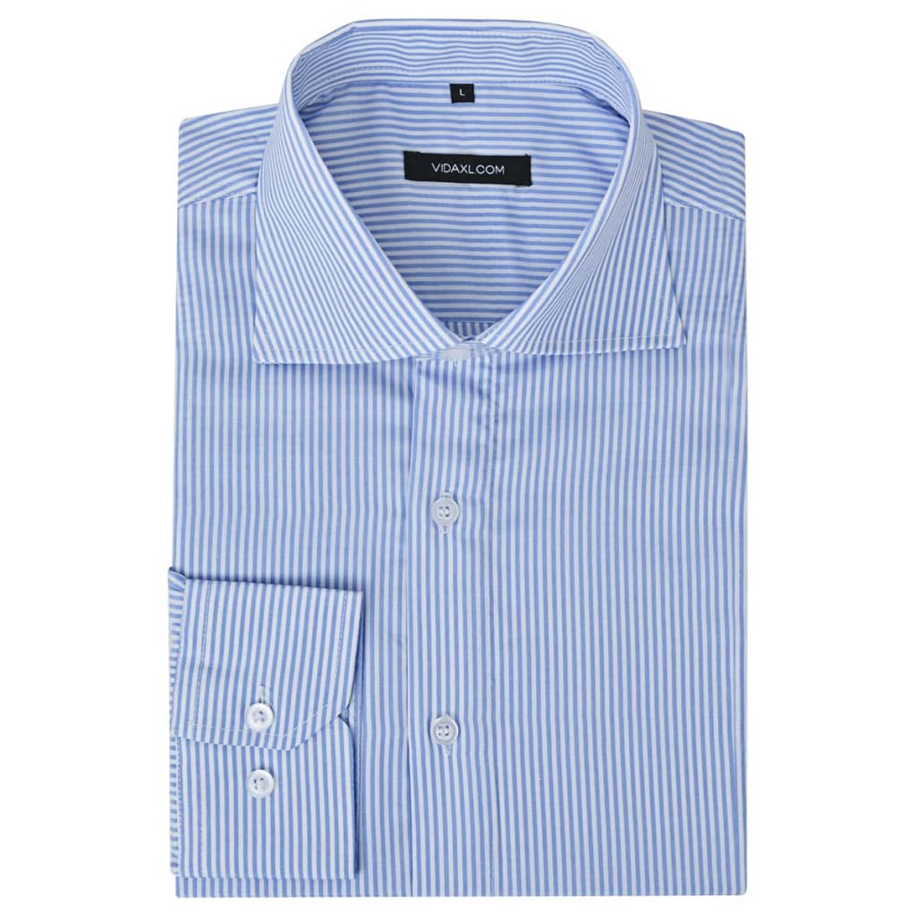 business-skjorte stribet hvid og blå str. S