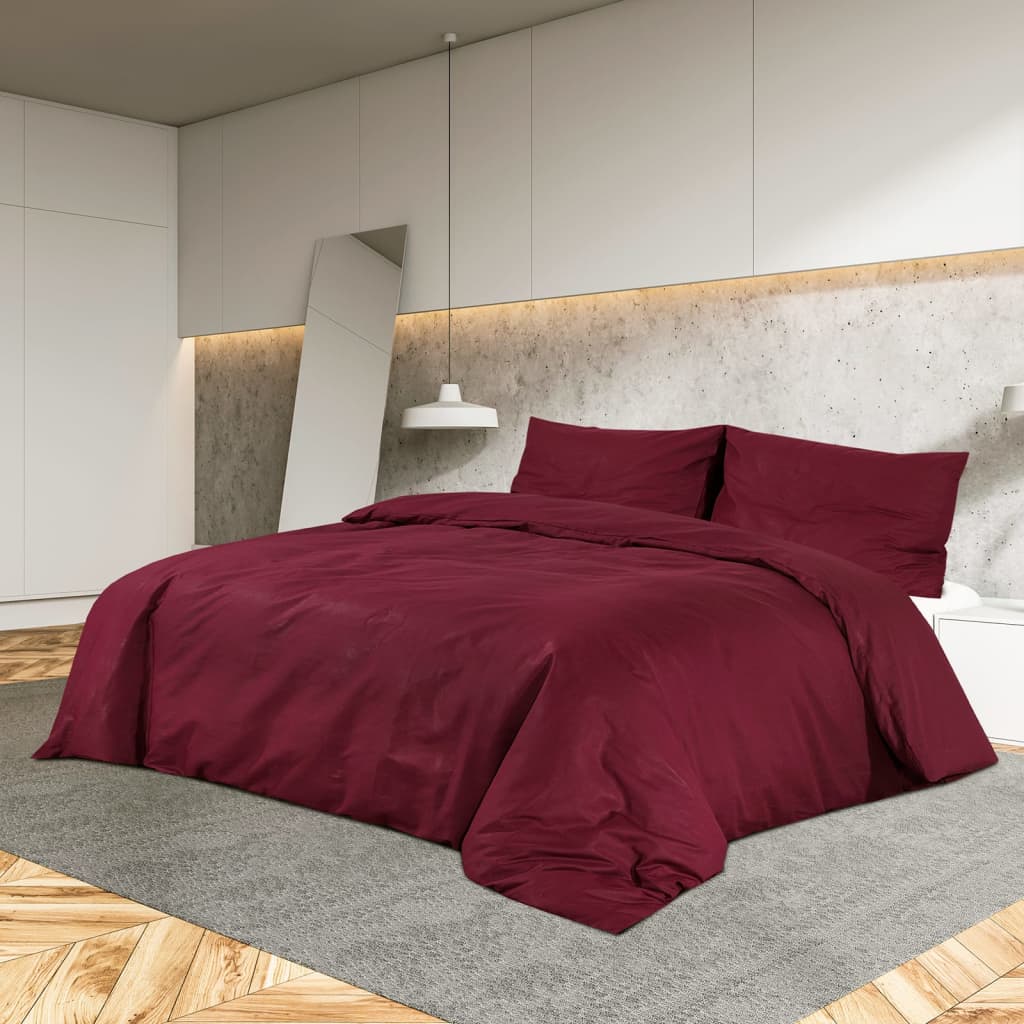 sengetøj 200x200 cm let mikrofiberstof Bordeauxfarvet