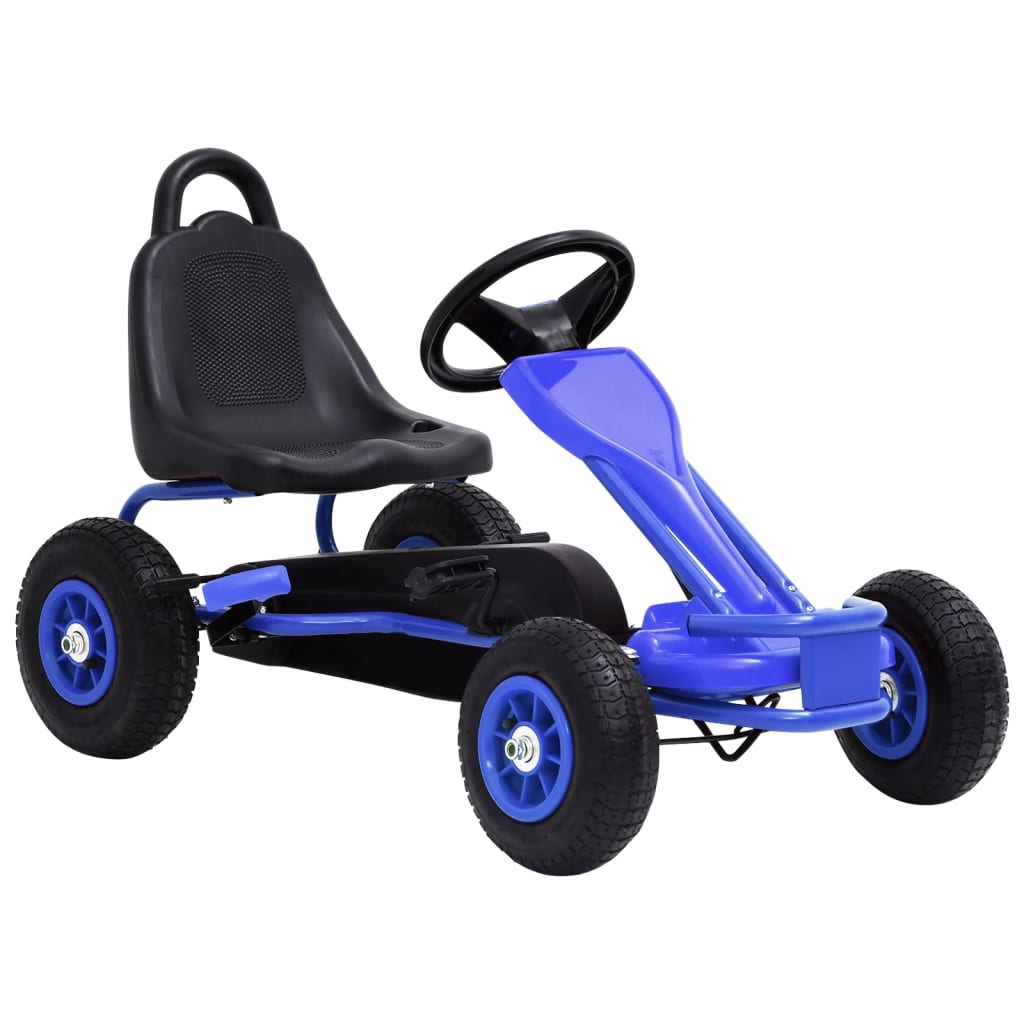 pedal-gokart med pneumatiske dæk blå