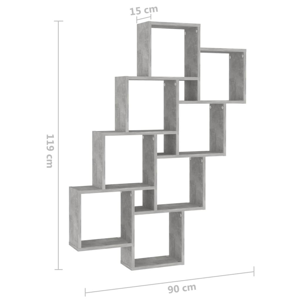 væghylde 90x15x119 cm kubeformet spånplade sonoma-eg