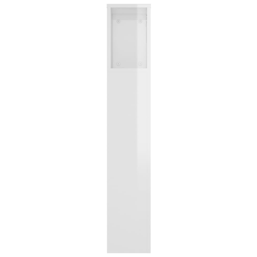 sengegavl med opbevaring 220x18,5x104,5 cm hvid højglans