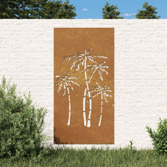 udendørs vægdekoration 105x55 cm palmedesign cortenstål