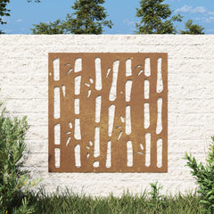 udendørs vægdekoration 55x55 cm bambusdesign cortenstål