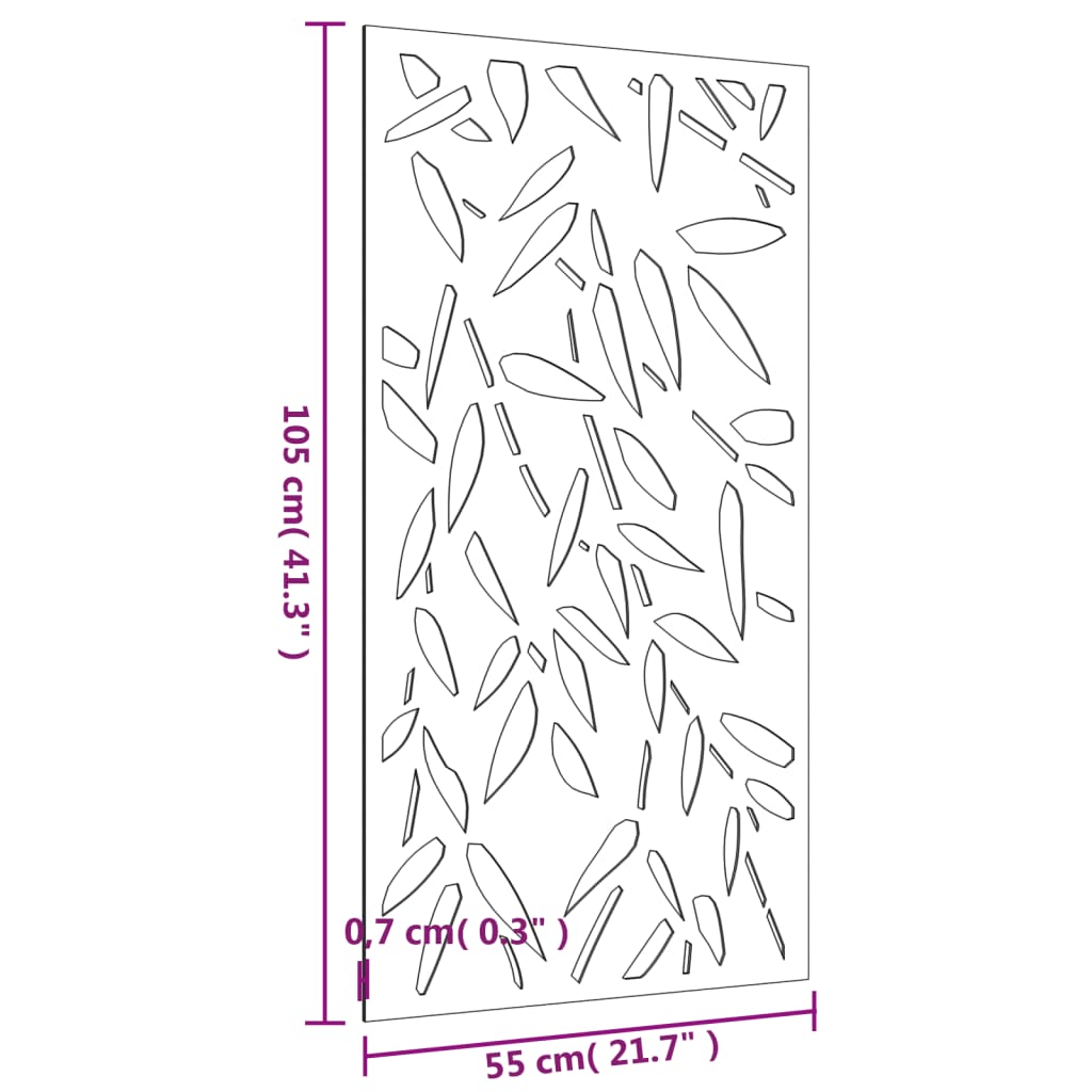 udendørs vægdekoration 105x55 cm bambusbladdesign cortenstål
