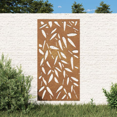 udendørs vægdekoration 105x55 cm bambusbladdesign cortenstål