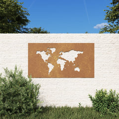 udendørs vægdekoration 105x55 cm verdenskortdesign cortenstål
