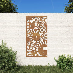 udendørs vægdekoration 105x55 cm tandhjulsdesign cortenstål