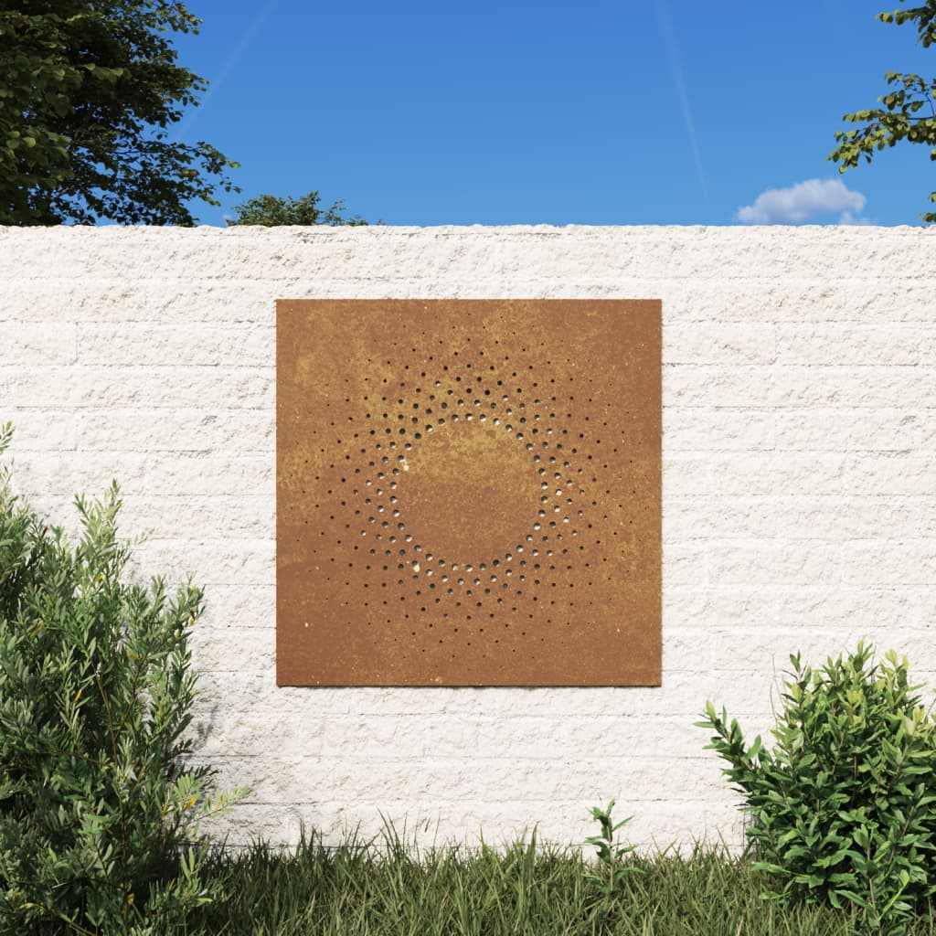 udendørs vægdekoration 55x55 cm soldesign cortenstål