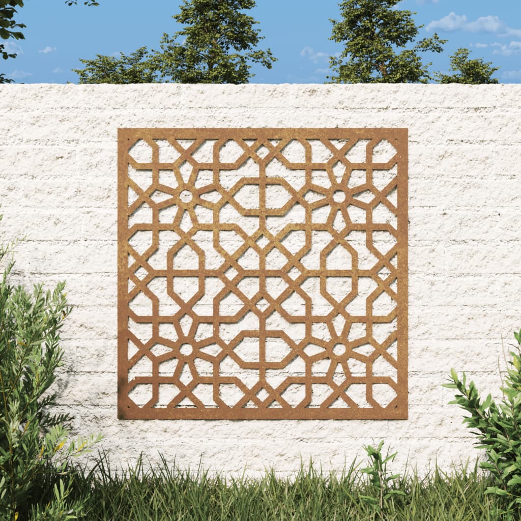 udendørs vægdekoration 55x55 cm maurisk design cortenstål