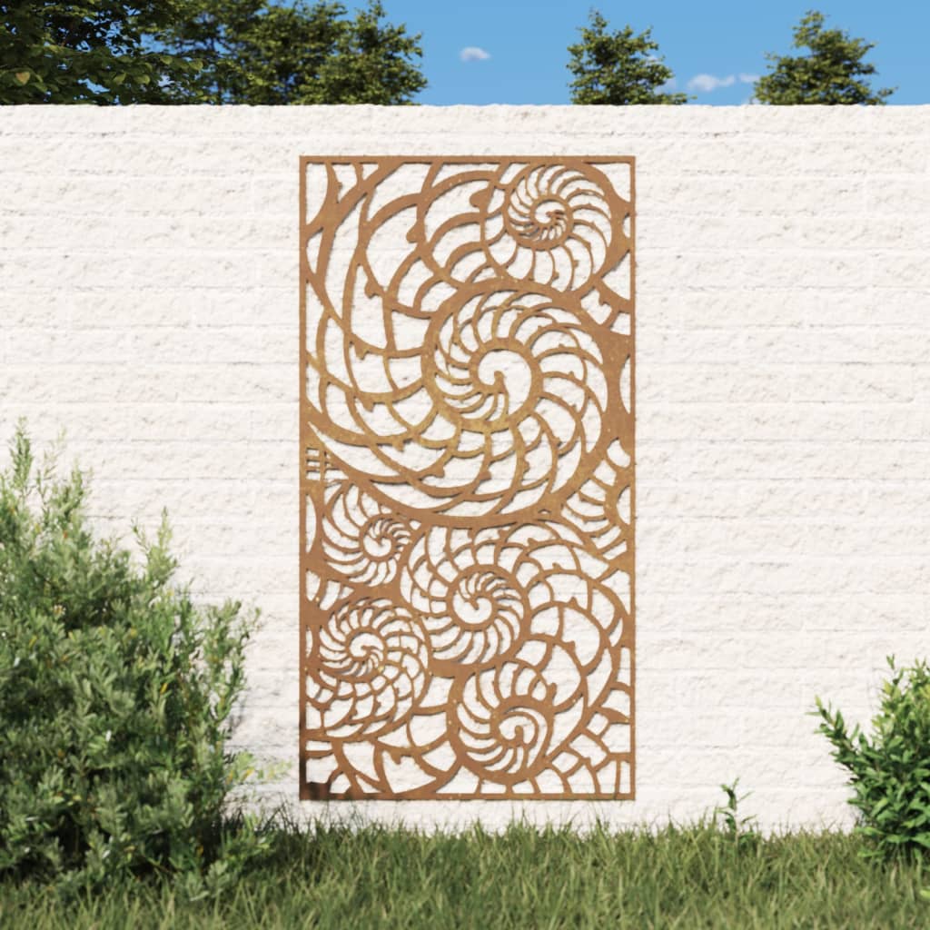 udendørs vægdekoration 105x55 cm sneglehusdesign cortenstål