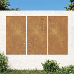 udendørs vægdekoration 3 dele 105x55 cm soldesign cortenstål