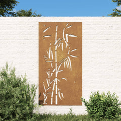 udendørs vægdekoration 105x55 cm bambusdesign cortenstål