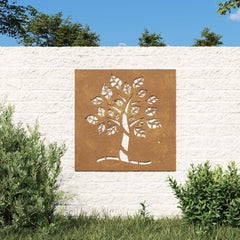 udendørs vægdekoration 55x55 cm trædesign cortenstål