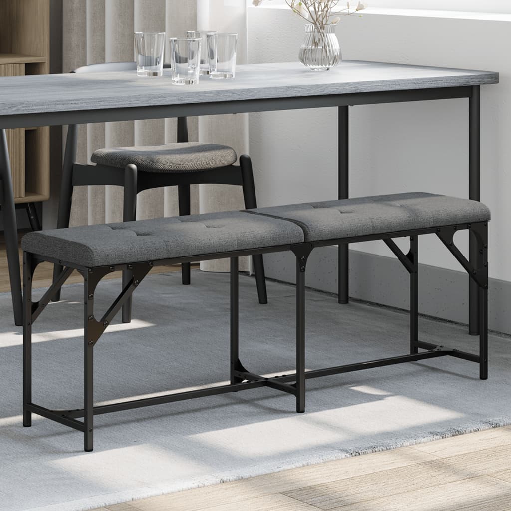 spisebordsbænk 124x32x45 cm stål og kunstlæder sort