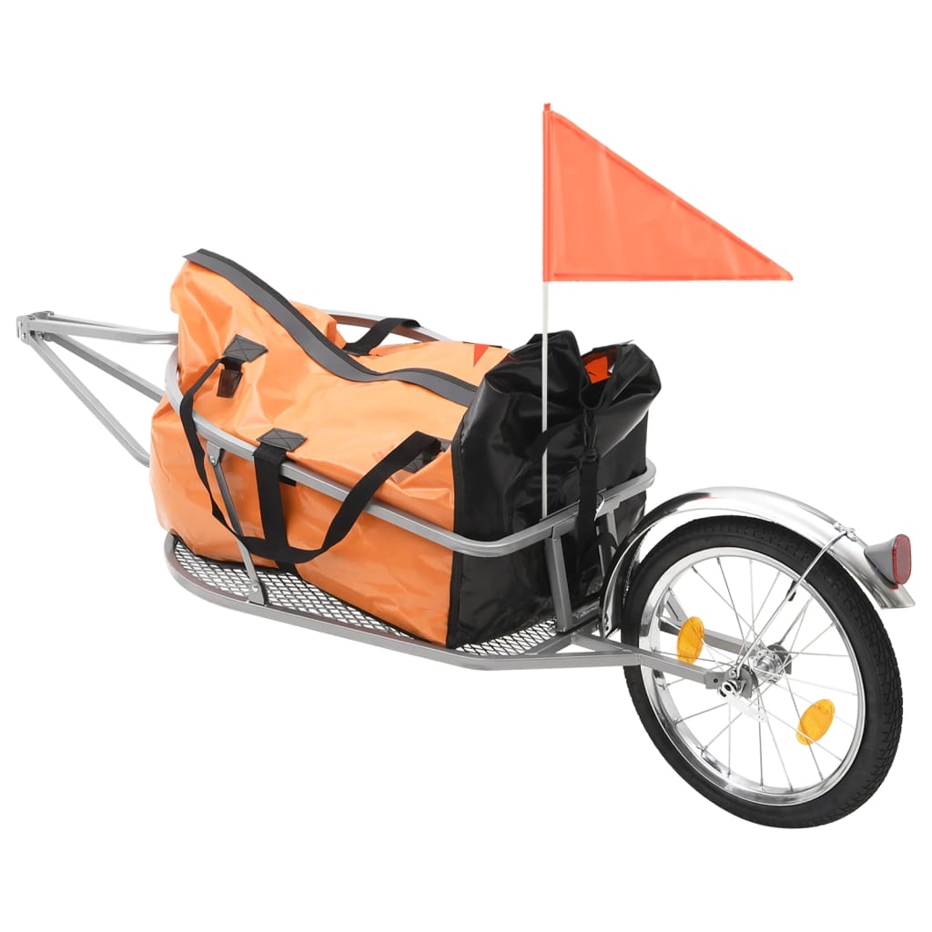 cykelbagagetrailer med taske orange og sort