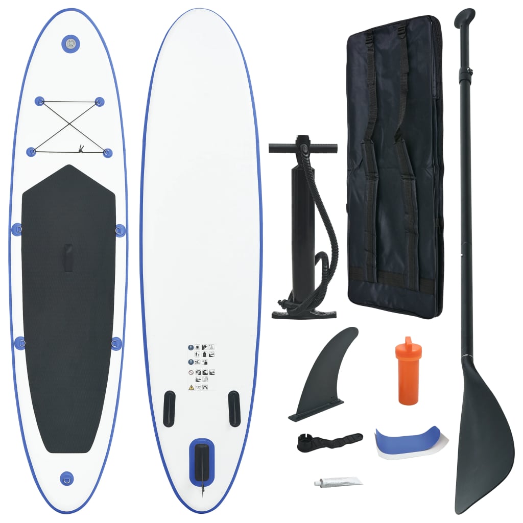 oppusteligt paddleboardsæt sort og hvid